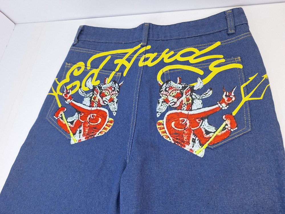 Vtg Ed Hardy Christian Audigier Rare Tattoo Core Devil Logo Jeans Y2K Grunge